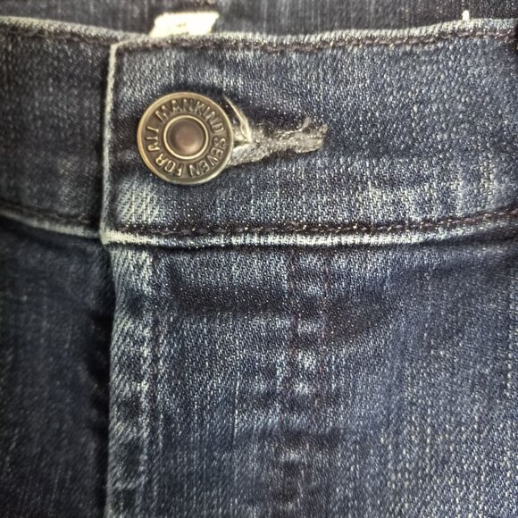 7 For All Mankind Size 31 Shorts Mens Denim Blue Jeans Cut Off Dark Wash - Picture 3 of 7